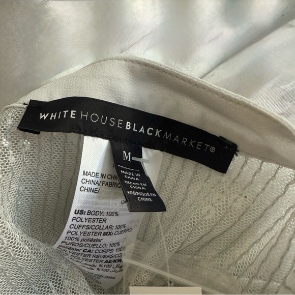 NWT White House Black Market Sheer Button-Up Sequin Blouse - Picture 9 of 11